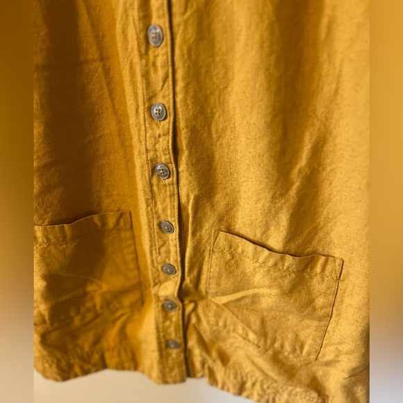 Anthropologie Pilcro Button Down Shirt Dress Pocket Short Sleeve Yellow Small - Picture 8 of 12